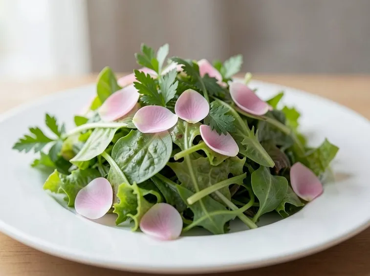 petali di rosa in cucina