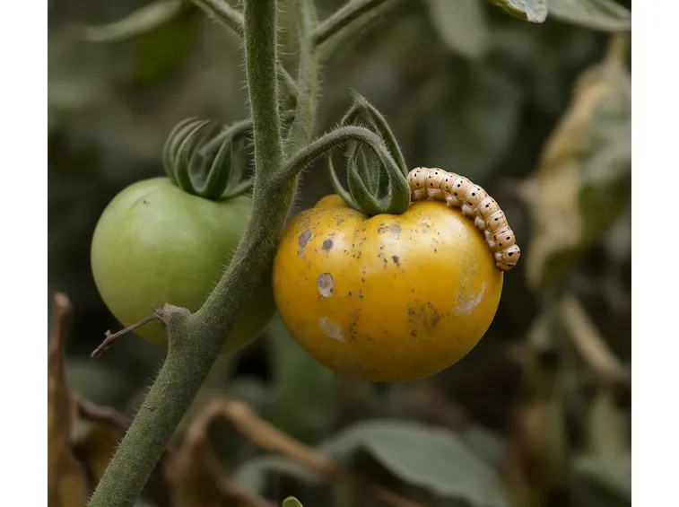 Insetto infesta pianta pomodori
