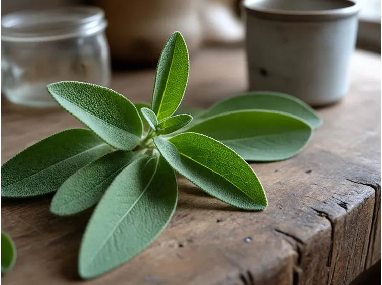 Foglie di salvia verdi erigogliose ideali per tisane, decotti e creme