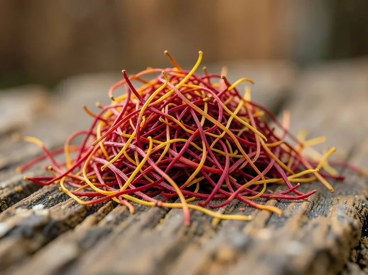 Pistilli di zafferano dopo la raccolta