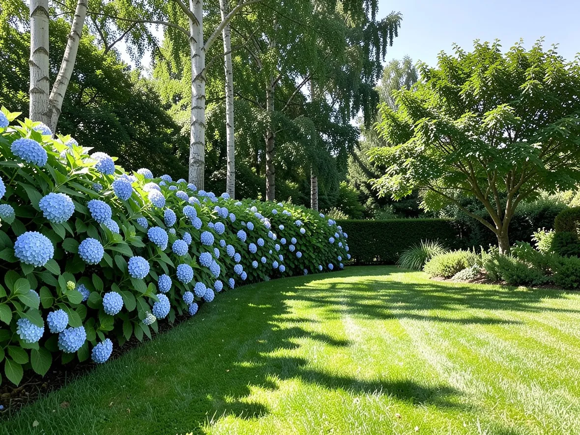 Siepe da giardino con ortensie