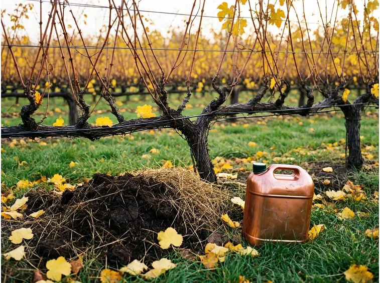 Preparare la vite all'inverno: trattamento a caduta foglie e protezioni