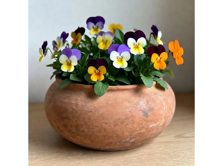 viole in vaso